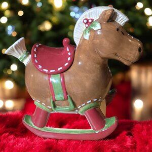 Vintage LIVING QUARTERS ROCKING HORSE 11.5" Cookie Jar Christmas Under the Tree